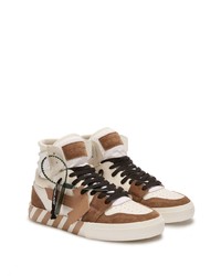 Baskets montantes en cuir beiges Off-White