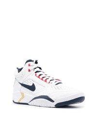 Baskets montantes en cuir blanc et bleu marine Nike