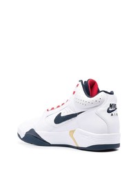 Baskets montantes en cuir blanc et bleu marine Nike