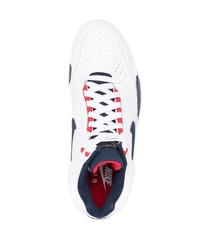 Baskets montantes en cuir blanc et bleu marine Nike