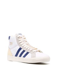 Baskets montantes en cuir blanc et bleu marine adidas