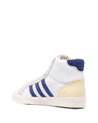 Baskets montantes en cuir blanc et bleu marine adidas