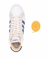 Baskets montantes en cuir blanc et bleu marine adidas