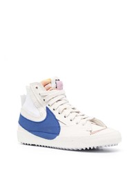 Baskets montantes en cuir blanc et bleu marine Nike