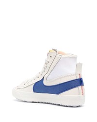 Baskets montantes en cuir blanc et bleu marine Nike