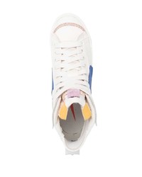 Baskets montantes en cuir blanc et bleu marine Nike