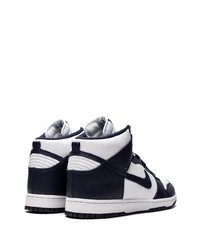 Baskets montantes en cuir blanc et bleu marine Nike