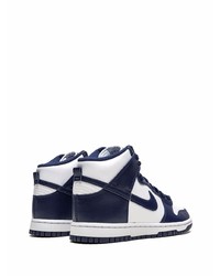 Baskets montantes en cuir blanc et bleu marine Nike