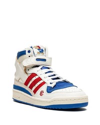 Baskets montantes en cuir blanc et bleu marine adidas