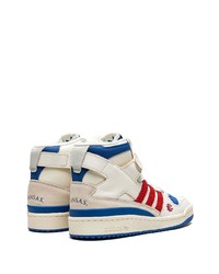 Baskets montantes en cuir blanc et bleu marine adidas