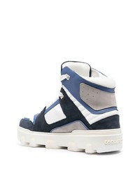 Baskets montantes en cuir blanc et bleu marine DSQUARED2