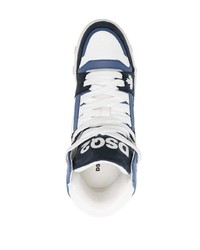 Baskets montantes en cuir blanc et bleu marine DSQUARED2