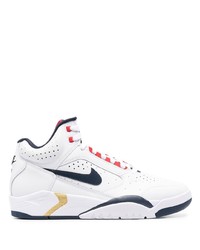 Baskets montantes en cuir blanc et bleu marine Nike