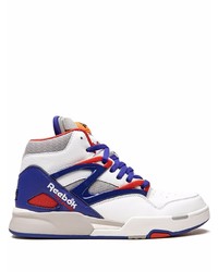 Baskets montantes en cuir blanc et bleu marine Reebok