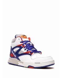 Baskets montantes en cuir blanc et bleu marine Reebok