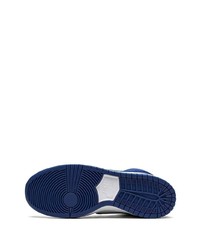 Baskets montantes en cuir blanc et bleu marine Nike