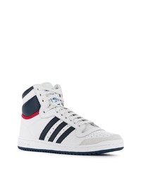 Baskets montantes en cuir blanc et bleu marine adidas