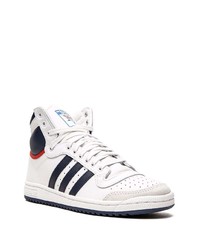 Baskets montantes en cuir blanc et bleu marine adidas