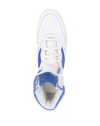 Baskets montantes en cuir blanc et bleu marine Rhude