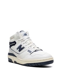 Baskets montantes en cuir blanc et bleu marine New Balance