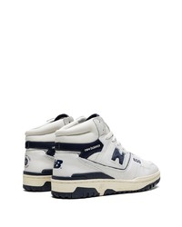 Baskets montantes en cuir blanc et bleu marine New Balance