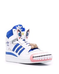 Baskets montantes en cuir blanc et bleu marine adidas