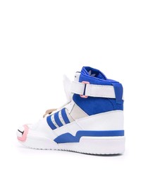 Baskets montantes en cuir blanc et bleu marine adidas