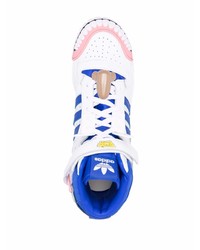 Baskets montantes en cuir blanc et bleu marine adidas