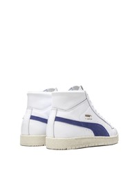 Baskets montantes en cuir blanc et bleu marine Puma