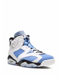 Baskets montantes en cuir blanc et bleu Jordan