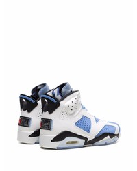 Baskets montantes en cuir blanc et bleu Jordan