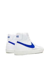 Baskets montantes en cuir blanc et bleu Nike