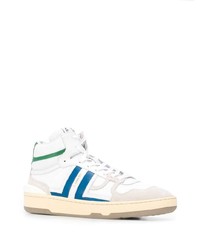 Baskets montantes en cuir blanc et bleu Lanvin