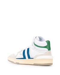 Baskets montantes en cuir blanc et bleu Lanvin