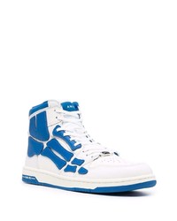 Baskets montantes en cuir blanc et bleu Amiri