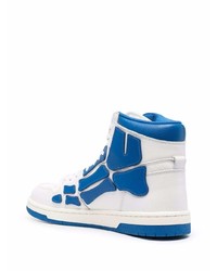 Baskets montantes en cuir blanc et bleu Amiri