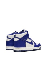 Baskets montantes en cuir blanc et bleu Nike