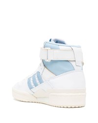 Baskets montantes en cuir blanc et bleu adidas