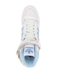 Baskets montantes en cuir blanc et bleu adidas