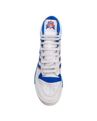 Baskets montantes en cuir blanc et bleu adidas