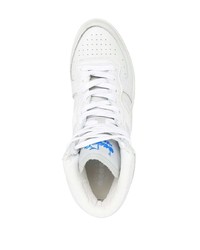 Baskets montantes en cuir blanc et bleu Diadora