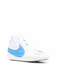 Baskets montantes en cuir blanc et bleu Nike