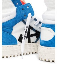 Baskets montantes en cuir blanc et bleu Off-White