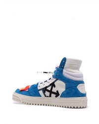 Baskets montantes en cuir blanc et bleu Off-White