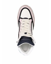 Baskets montantes en cuir blanc et bleu Alexander McQueen