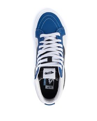 Baskets montantes en cuir blanc et bleu Vans