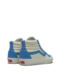 Baskets montantes en cuir blanc et bleu Vans