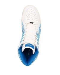 Baskets montantes en cuir blanc et bleu Amiri