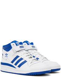 Baskets montantes en cuir blanc et bleu adidas Originals