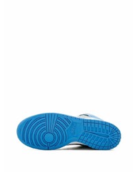 Baskets montantes en cuir blanc et bleu Nike